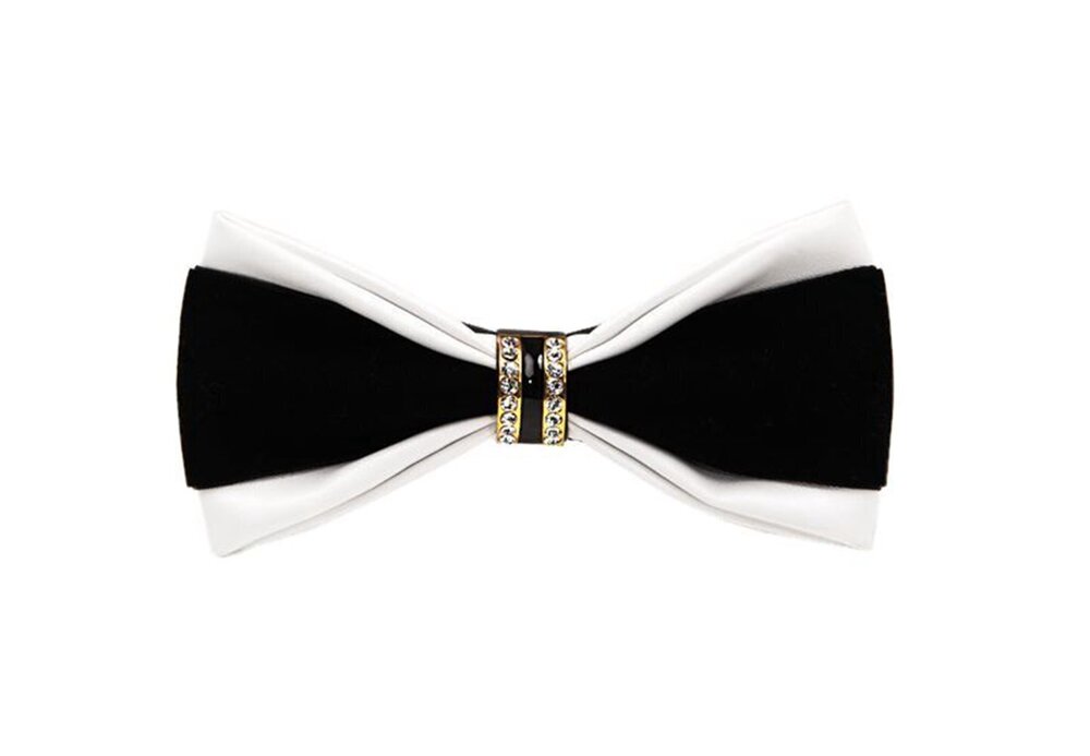 6657 Pre-tied Double Color PU Leather Luxury Bow Ties With Crystal